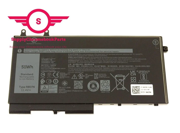 For Dell 14 5400 0TNT6H Enterprise Chromebook Battery R8D7N (51Wh)